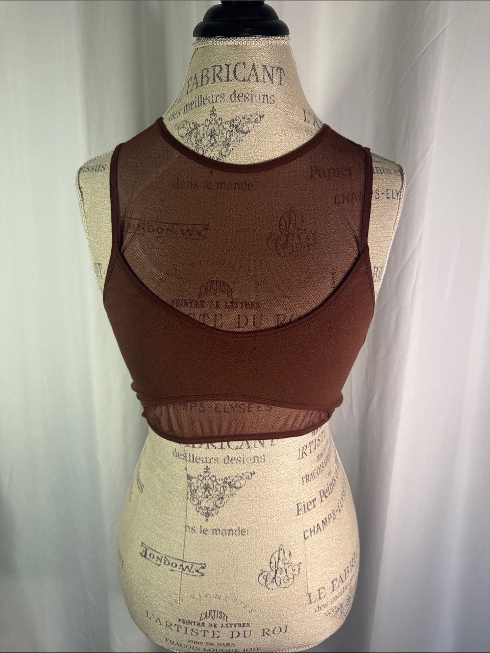 Anthropology Sheer Brown Mesh Crop Tank